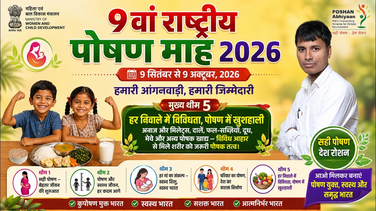 9th Rashtriya Poshan Maah 2026 । Union Minister of Women and Child Development । Hamari Anganwadi Hamari Jimmedari: 9वां राष्ट्रीय पोषण माह बुधवार को वाराणसी में शुरू किया जाएगा