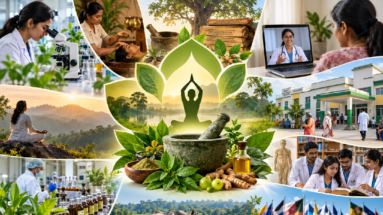 11th Ayurveda Day । Ayurveda for a Healthier Tomorrow । National Ayush Mission । AYUR SWASTHYA: आयुर्वेद फॉर ए हेल्दी टुमॉरो विचार के साथ सरकार हेल्थकेयर, रिसर्च और एजुकेशन को दे रही बढ़ावा